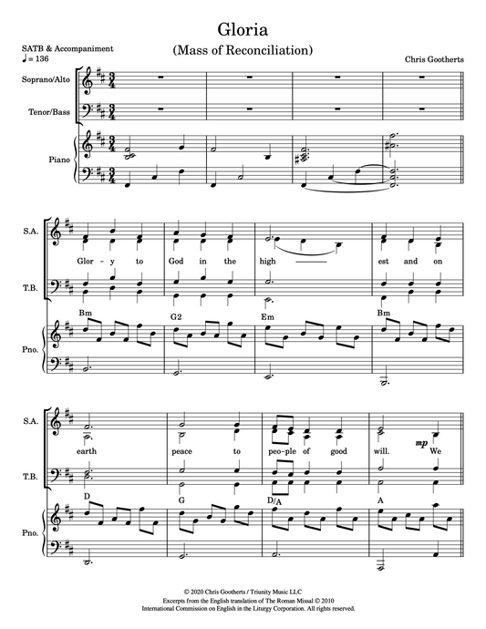Gloria (SATB & Piano)