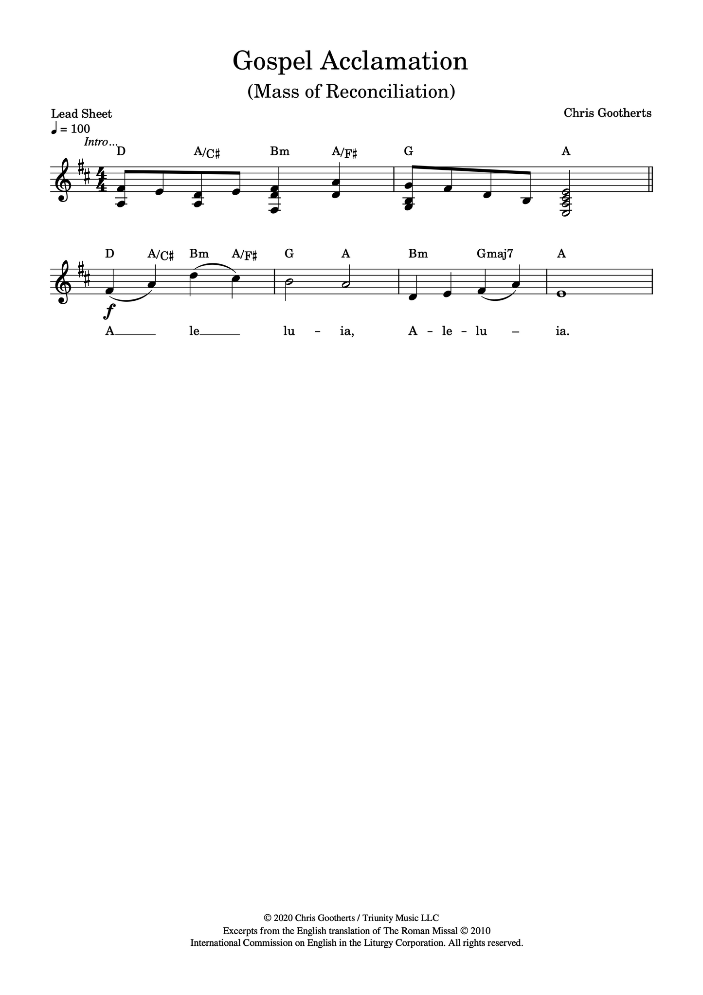 Gospel Acclamation (Lead Sheet)