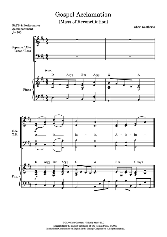 Gospel Acclamation - Gradual (SATB & Piano)