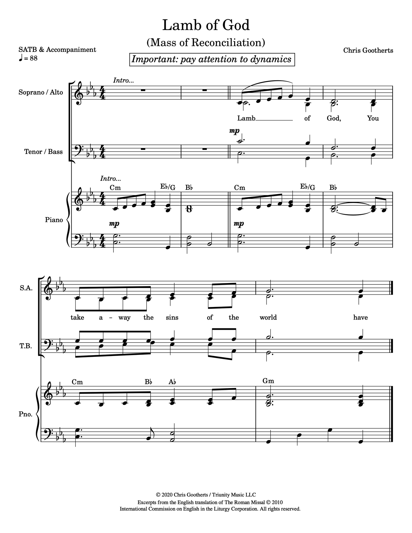 Lamb of God (SATB & Piano)