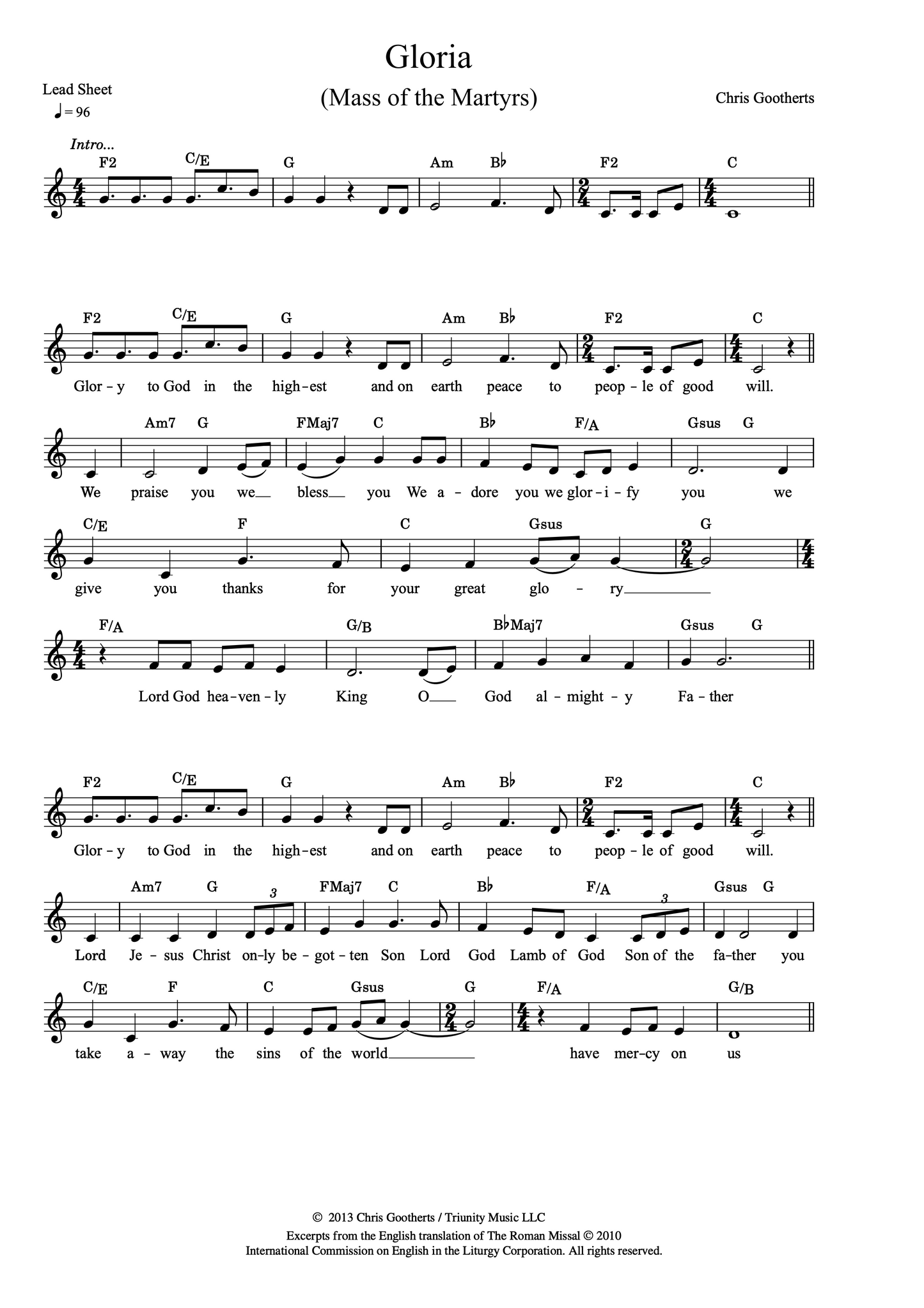 Gloria (Lead Sheet)