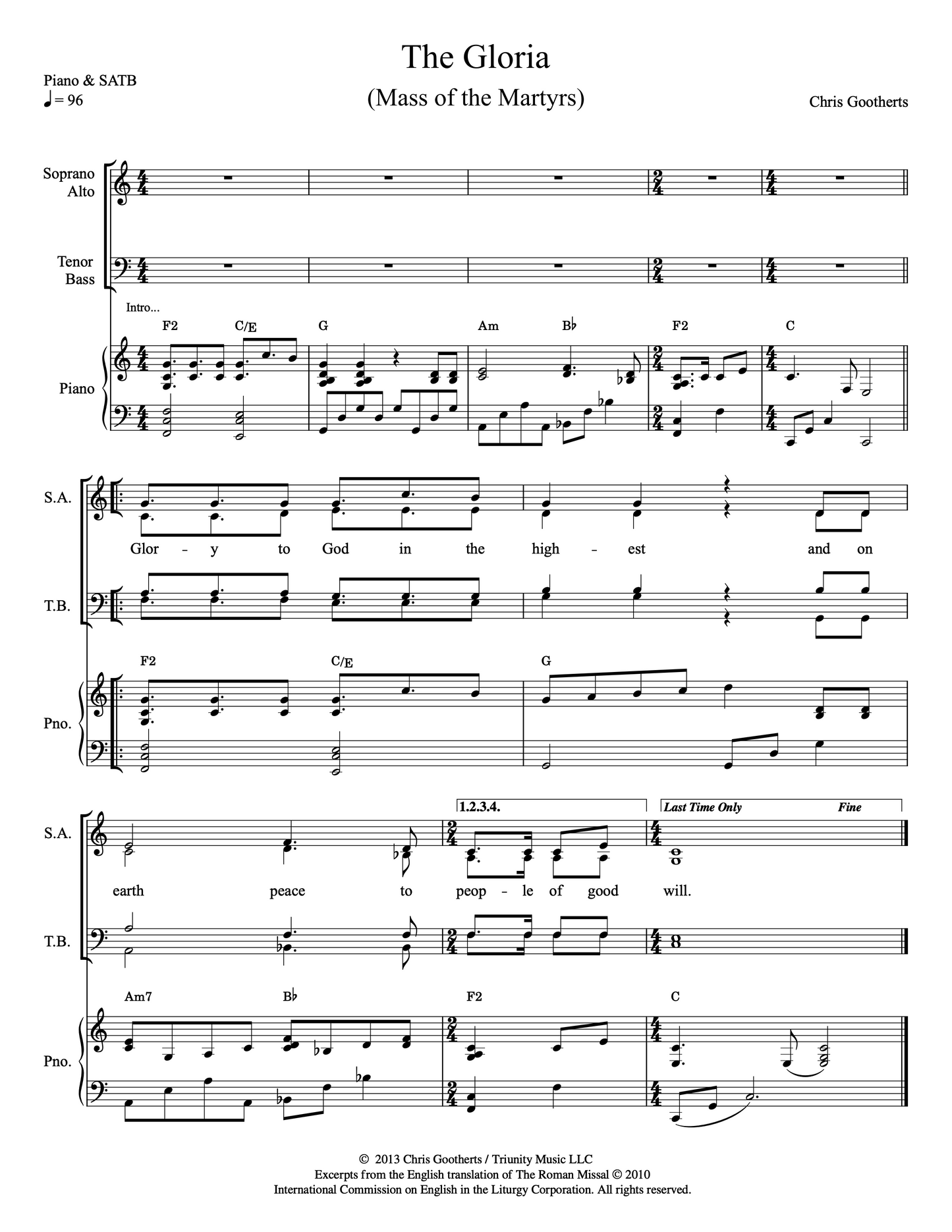 Gloria (SATB & Piano)