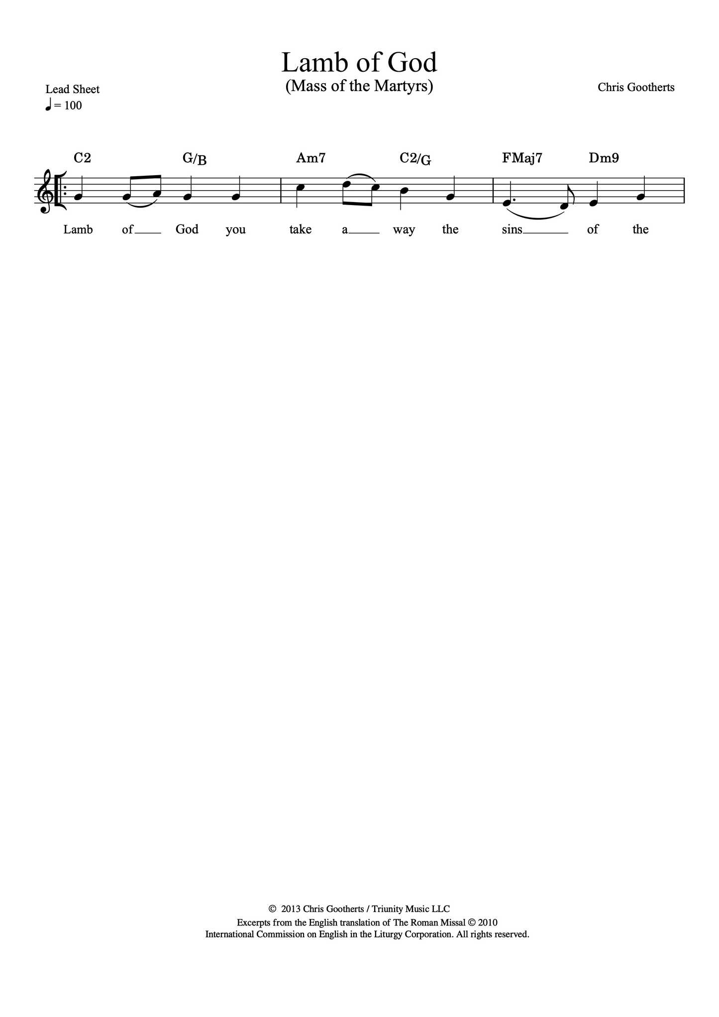 Lamb of God (Lead Sheet)
