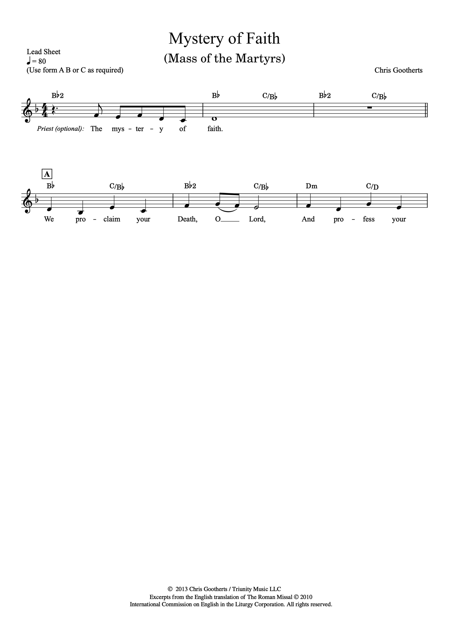 Mystery of Faith (Lead Sheet)