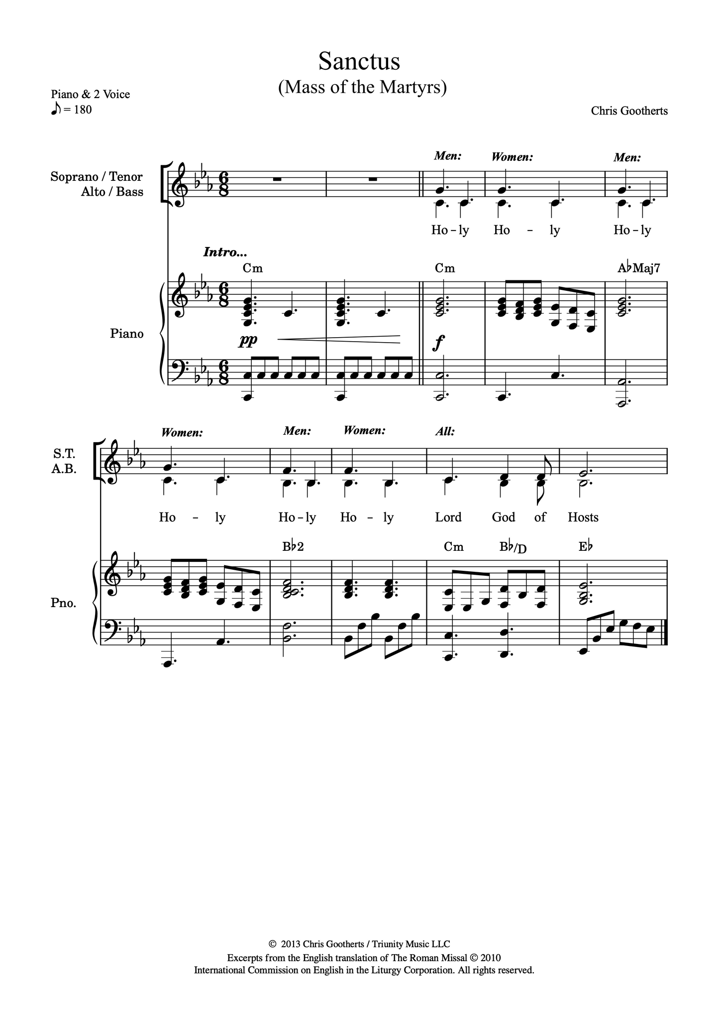 Sanctus (SATB & Piano)