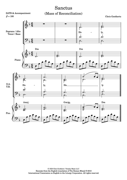 Sanctus (SATB & Piano)