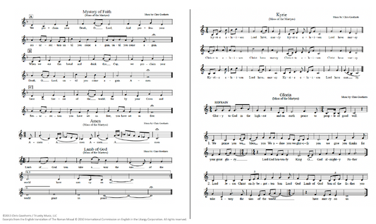 Mass of the Martyrs 11x14 melody only for congregational use