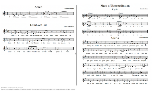 Mass of Reconciliation 11x14 melody only for congregational use