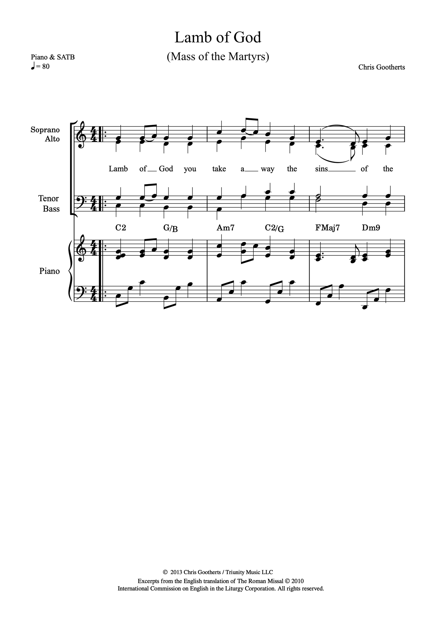 Lamb of God (SATB & Piano)