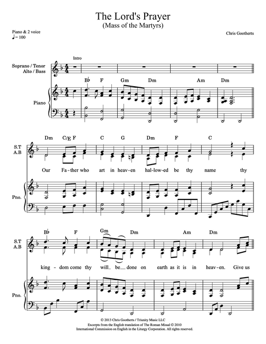 The Lord's Prayer (SATB & Piano)